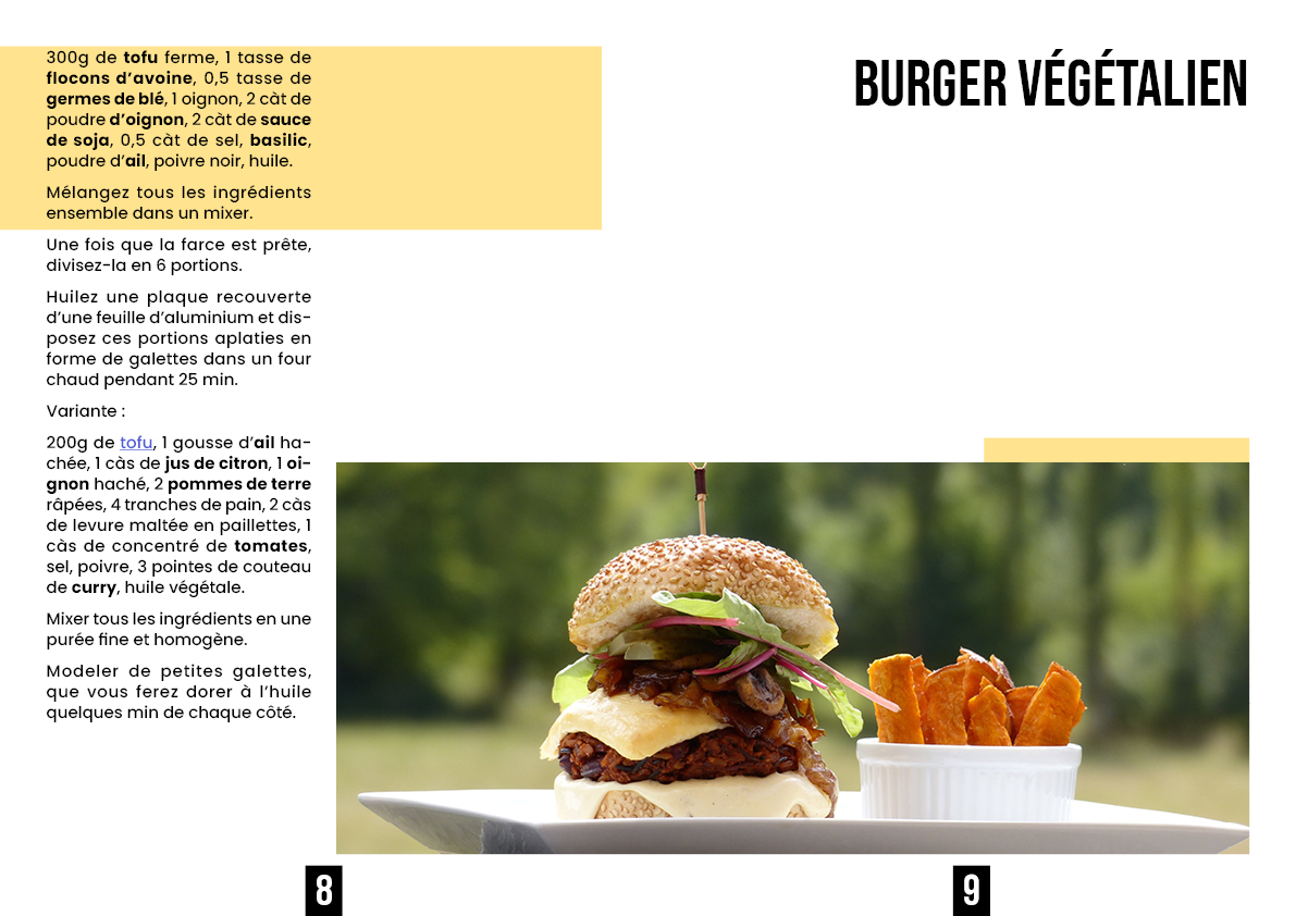 pages 8 & 9 d'un livret de  recette